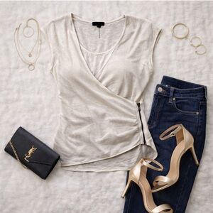 GAP Wrap Short Sleeve Side Zip Top